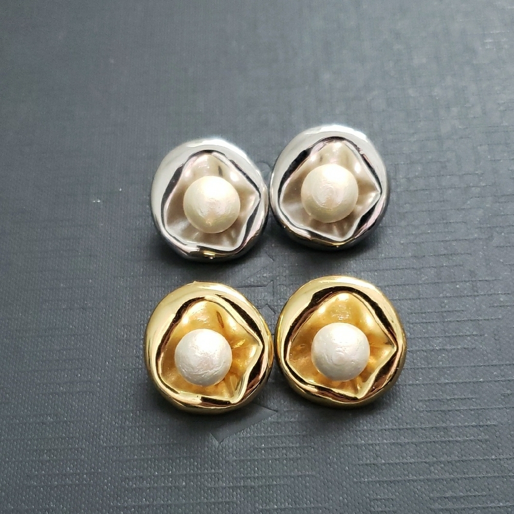 Elegant Silver and Gold Pearl Earrings